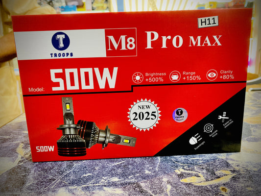 M8 pro max 500watt LED headlight H11